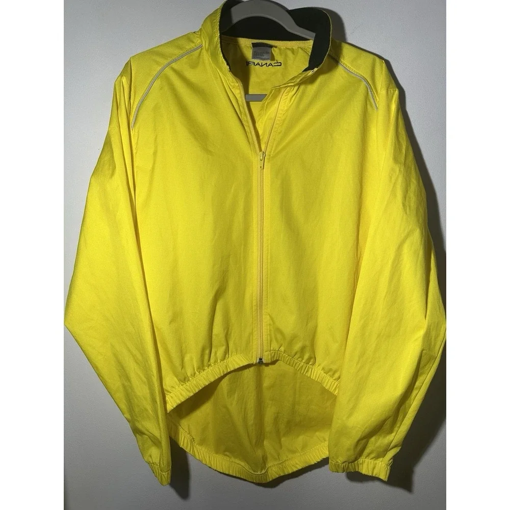Canari Cycling Jacket Adult Sz. Medium Yellow Full Zip Windbreaker M Pre-Owned‎